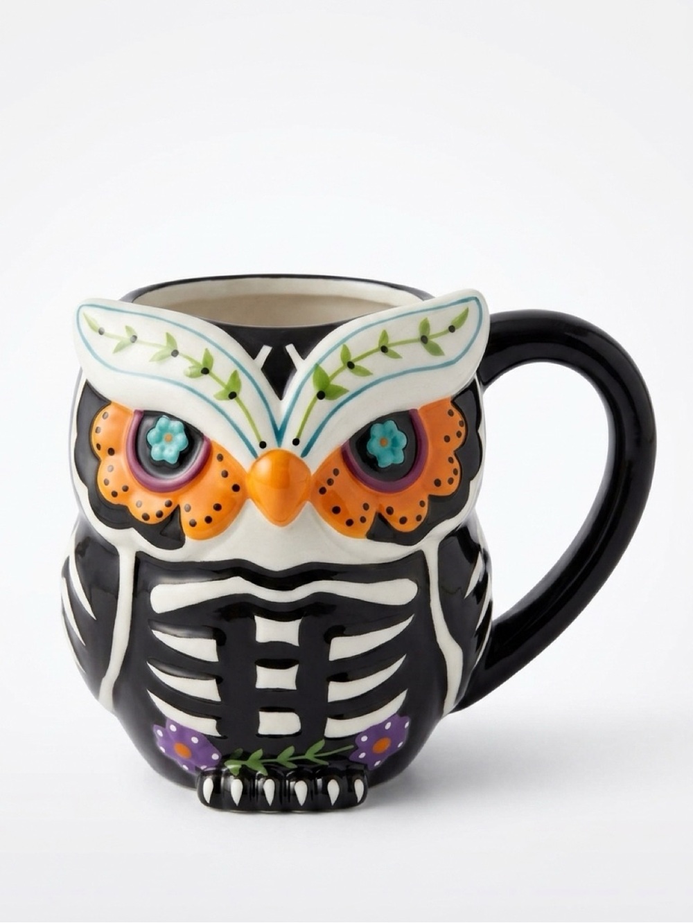 BN unused owl skeleton flower mug